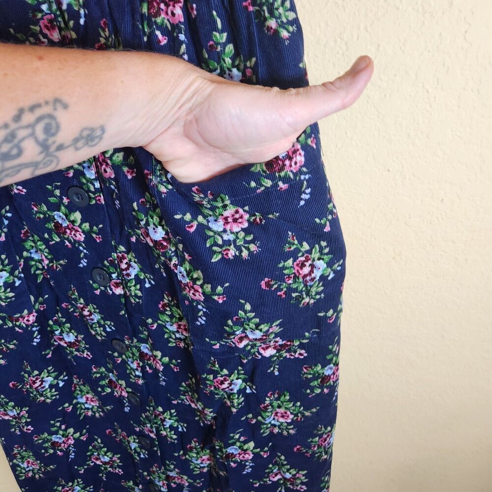 Vermont Country Store button up corduroy tank floral dress Prarie maxi MEDIUM - Picture 4 of 10